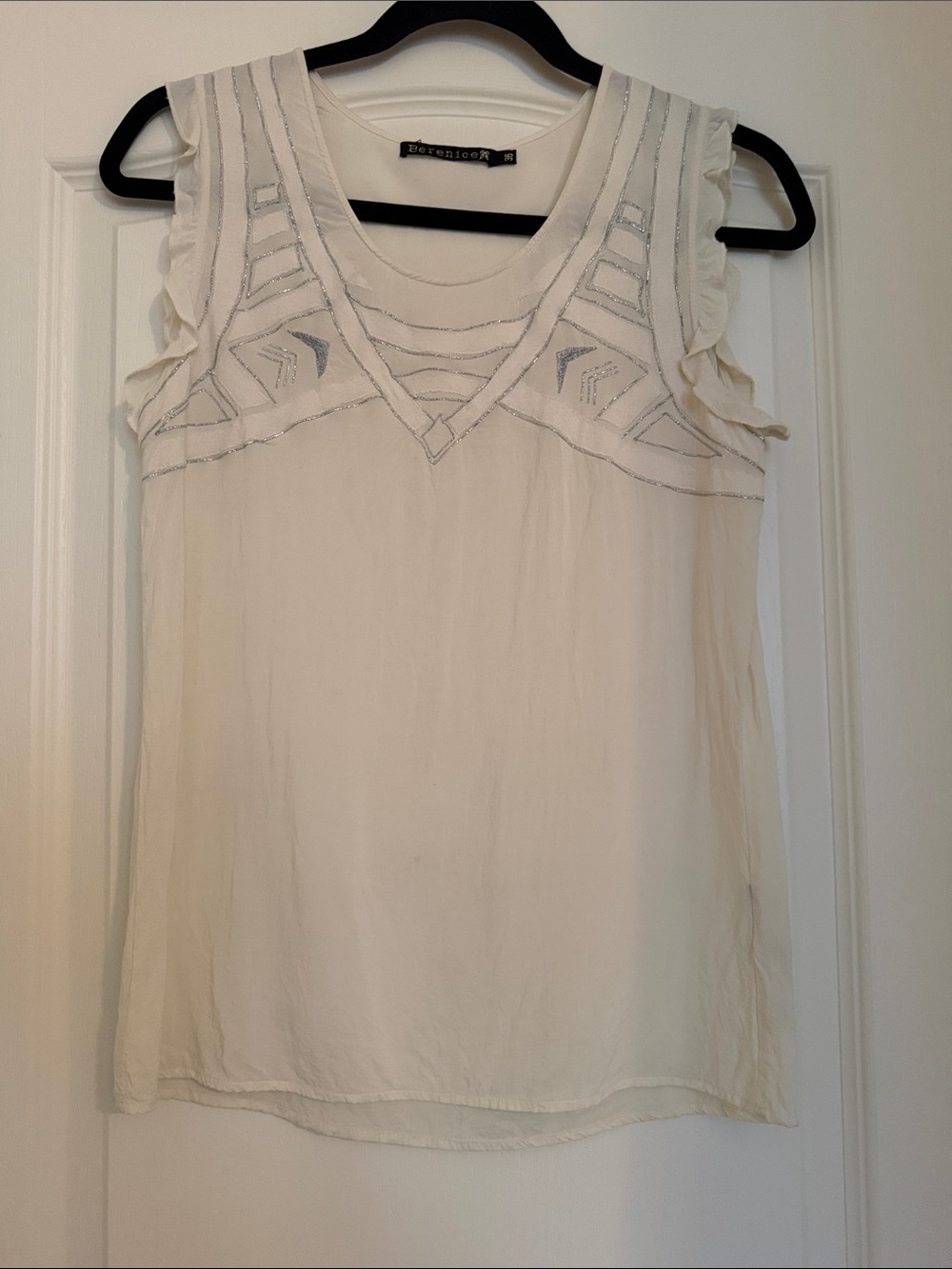 Berenice Ivory Sleeveless Beaded Tank